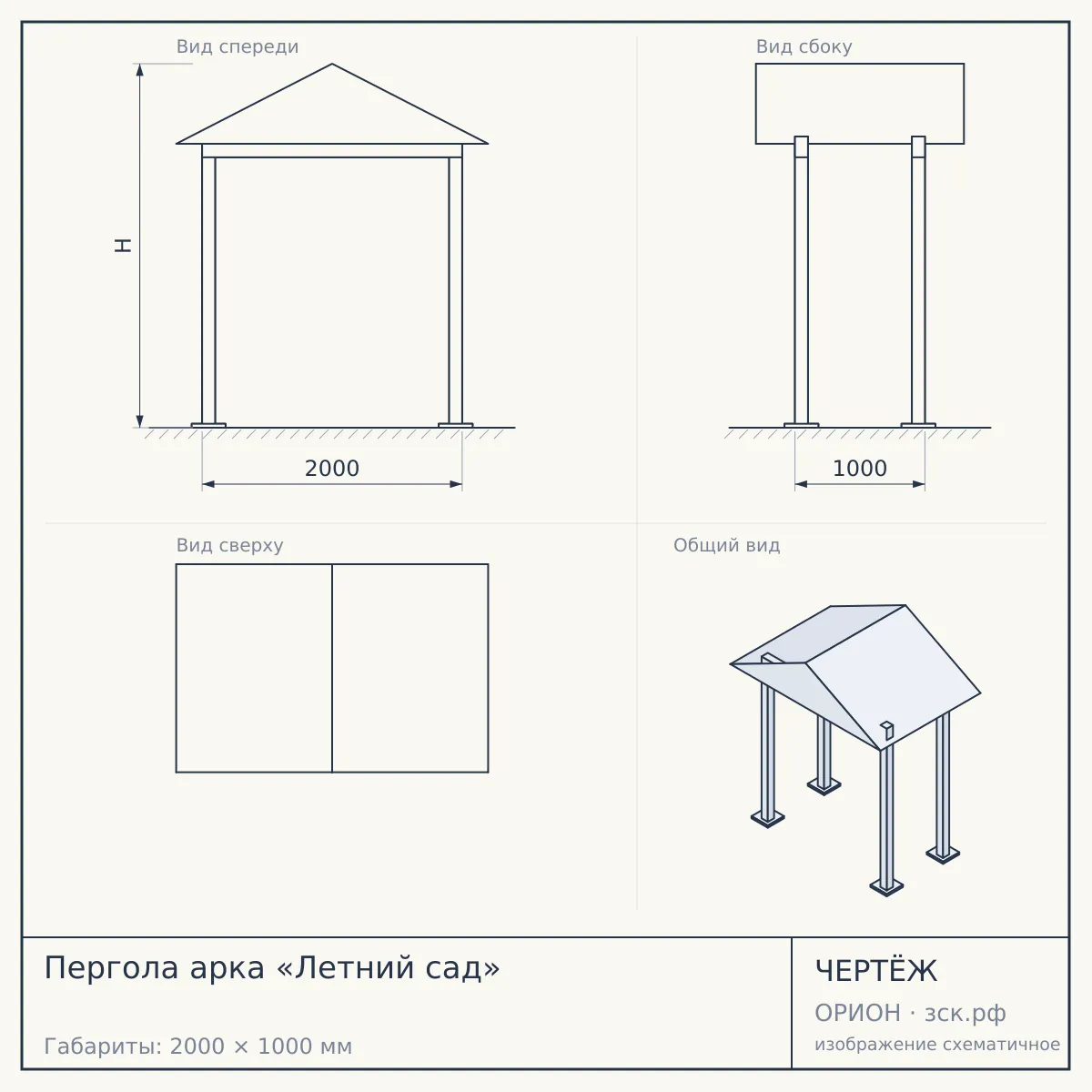 Пергола арка «Летний сад» — чертёж